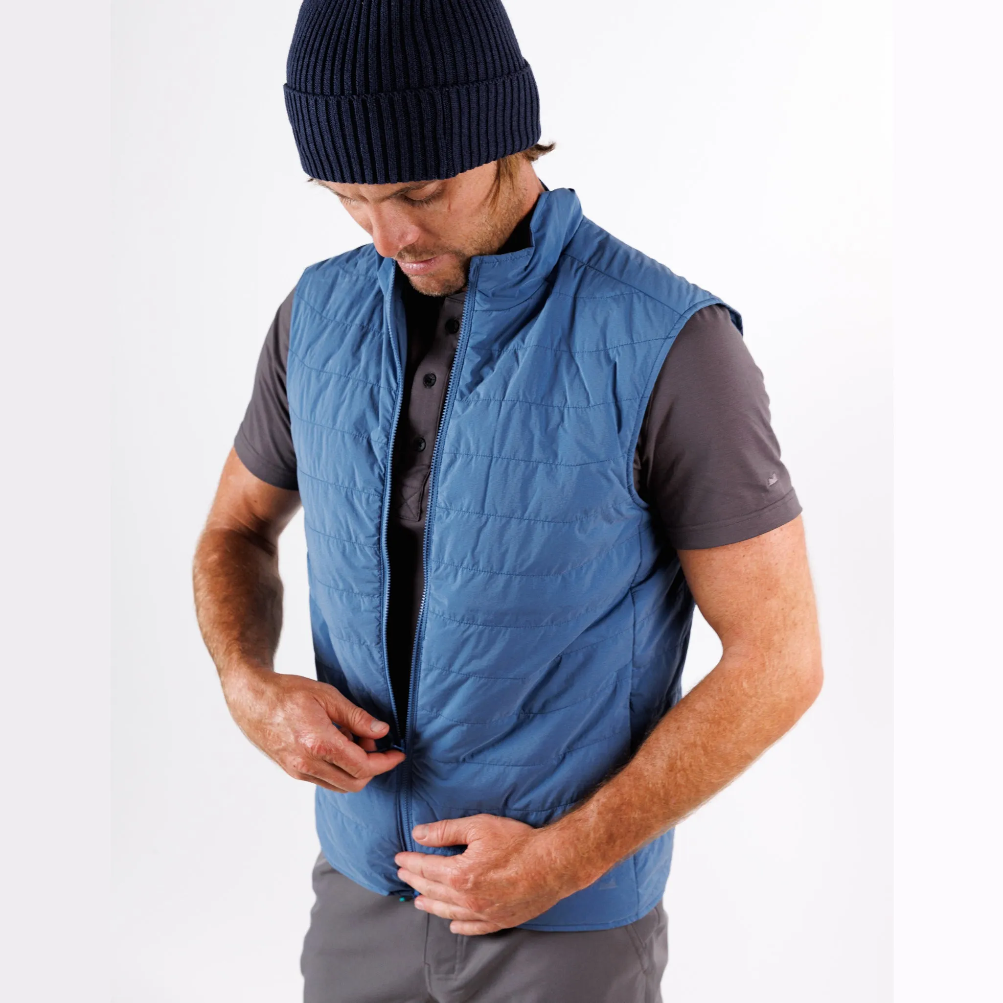 Reversible Insulated Vest in Dusty Blue