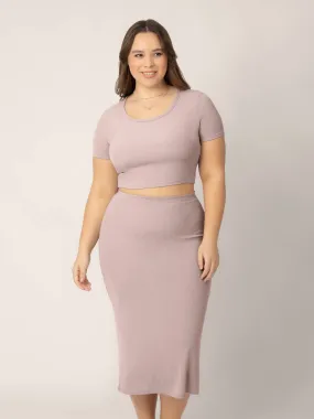 Ribbed Bamboo Maternity & Postpartum Midi Skirt | Lilac Stone