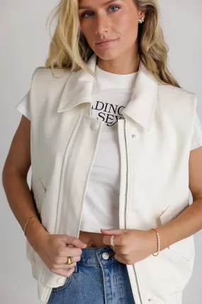 Rory Collared Vest in Cream