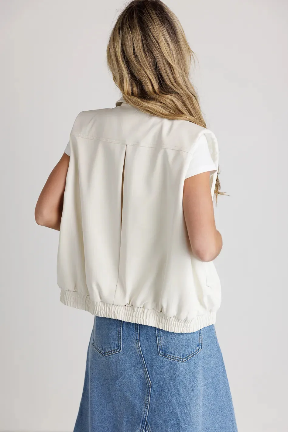 Rory Collared Vest in Cream