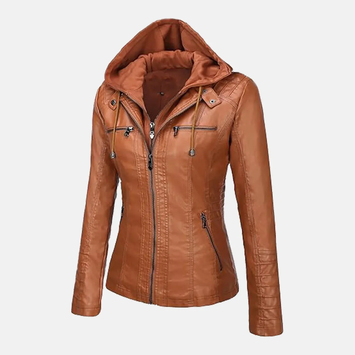 Roslyn Hooded Leather Bomber Jacket for Women | Order Now