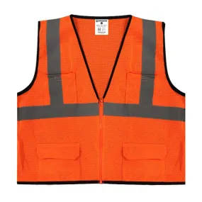 Safety Main 05EAMO Economy Vest, Class 2, All Mesh, Hi-Vis Orange, 1 Each