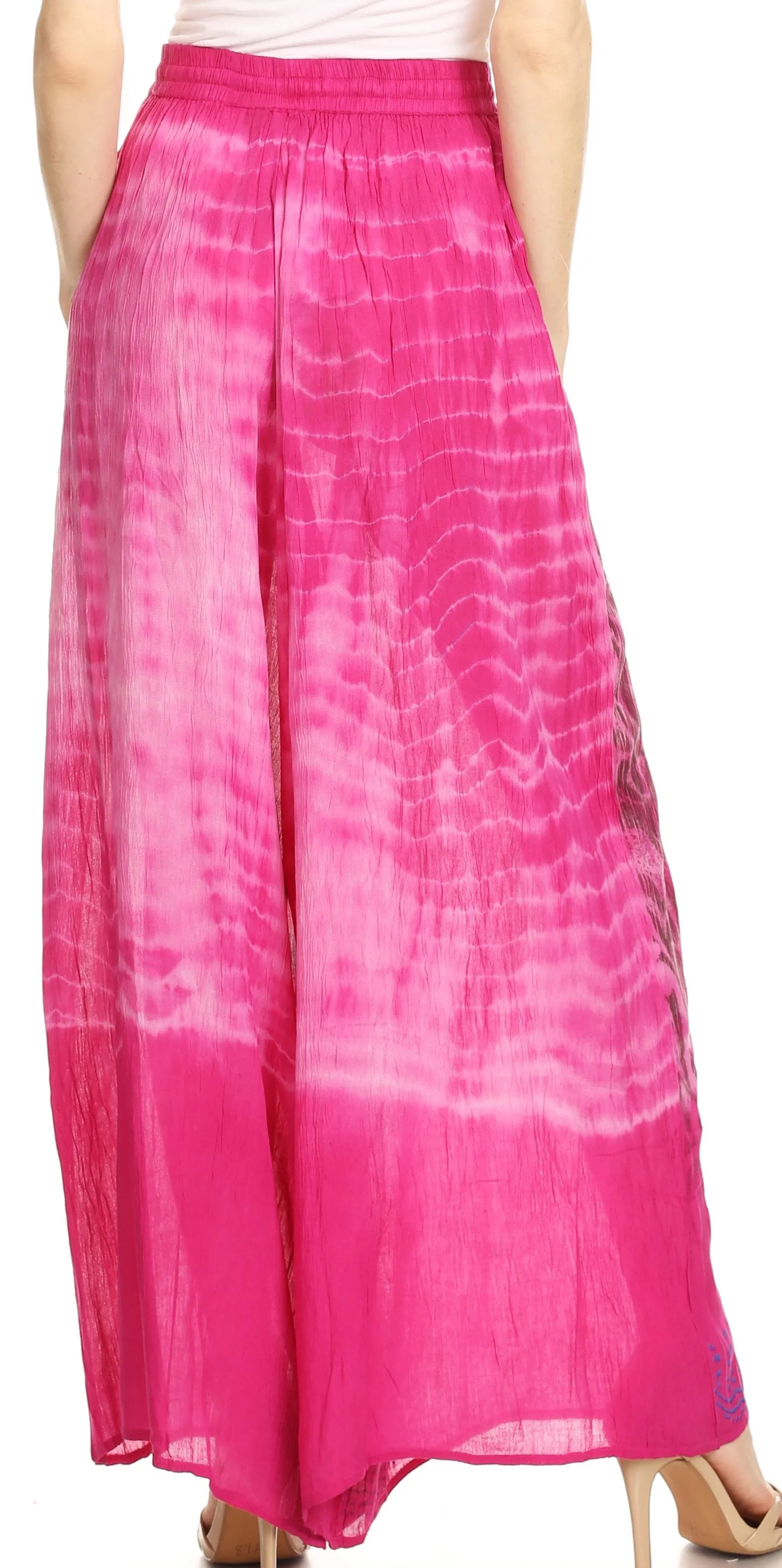 Sakkas Aline Tie-dye Wide-leg Palazzo Pants with Adjustable Waistband