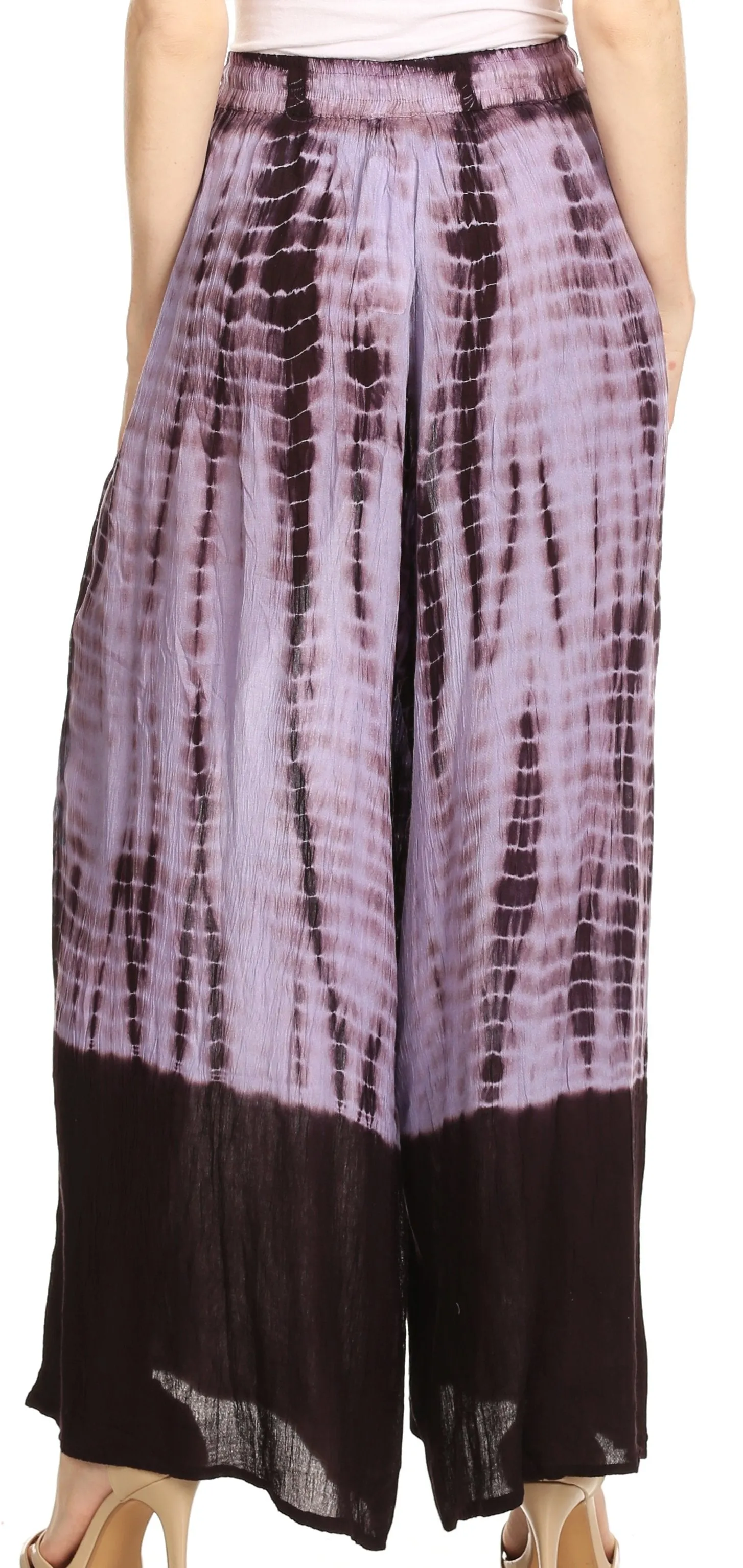 Sakkas Aline Tie-dye Wide-leg Palazzo Pants with Adjustable Waistband