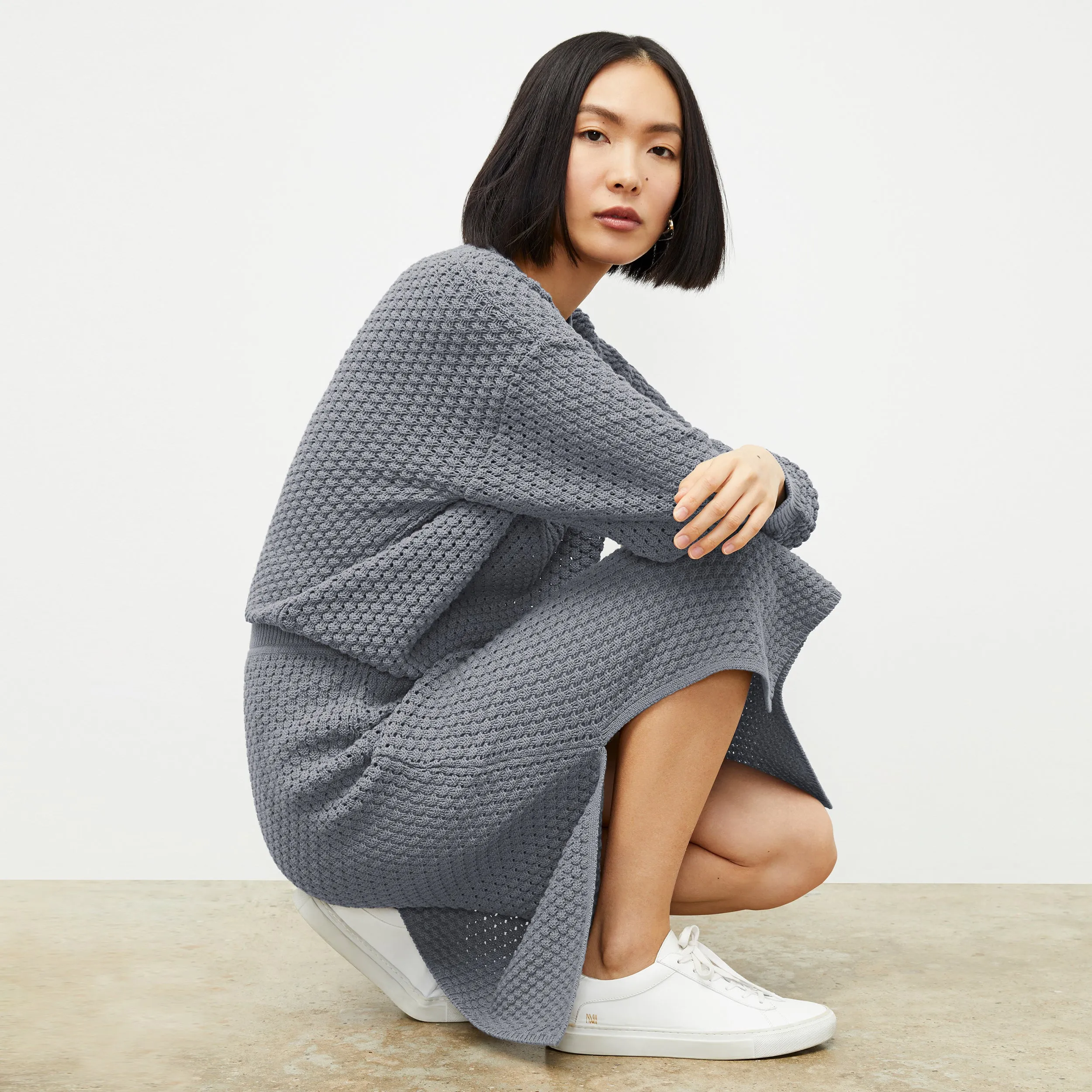 Senga Skirt - Popcorn Knit :: Flint Gray