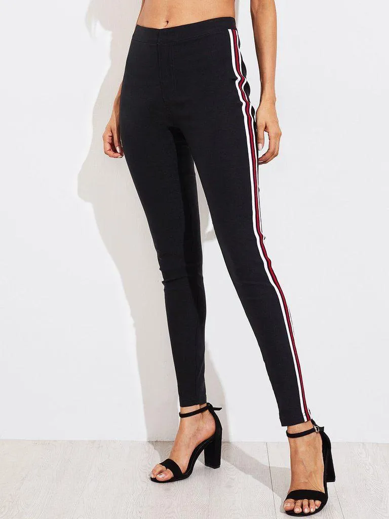 Side Striped Skinny Pants