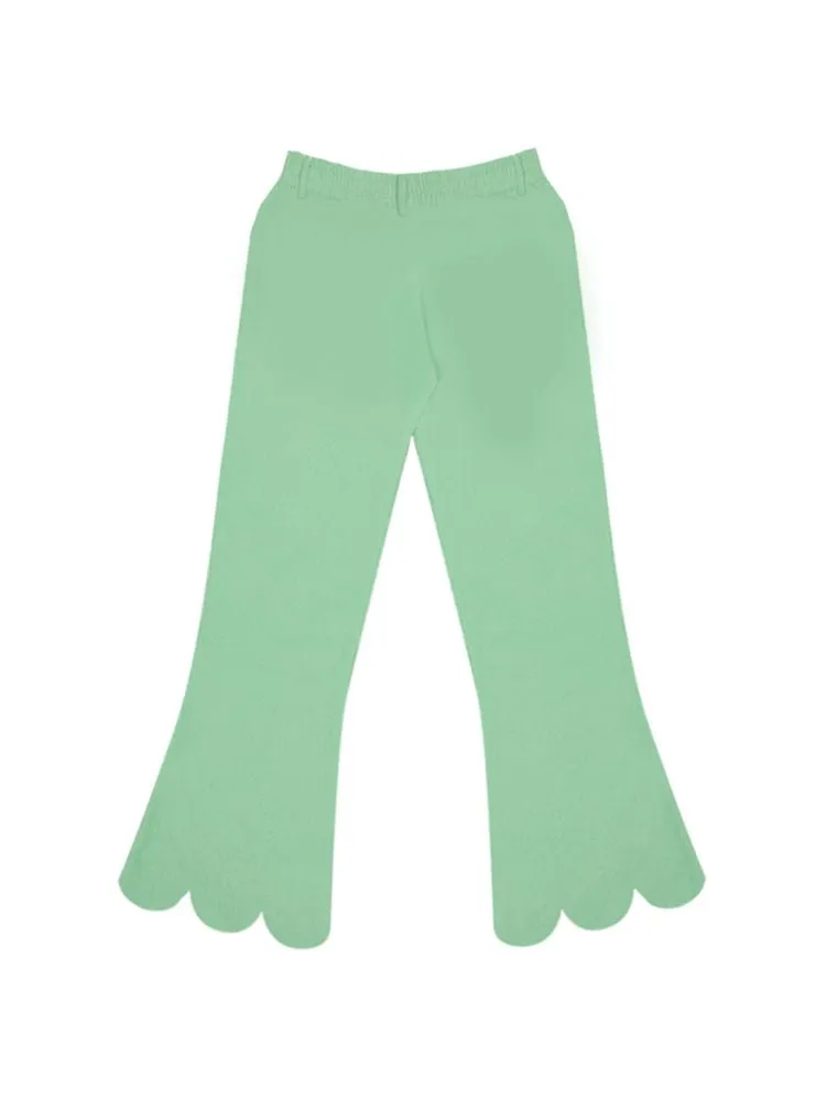 Simple Thin Solid Color Green Petal Flared Pants【s0000006572】