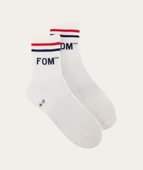 Socks FOM Active - Cream/ Red & Navy Stripe (Size 4-7)