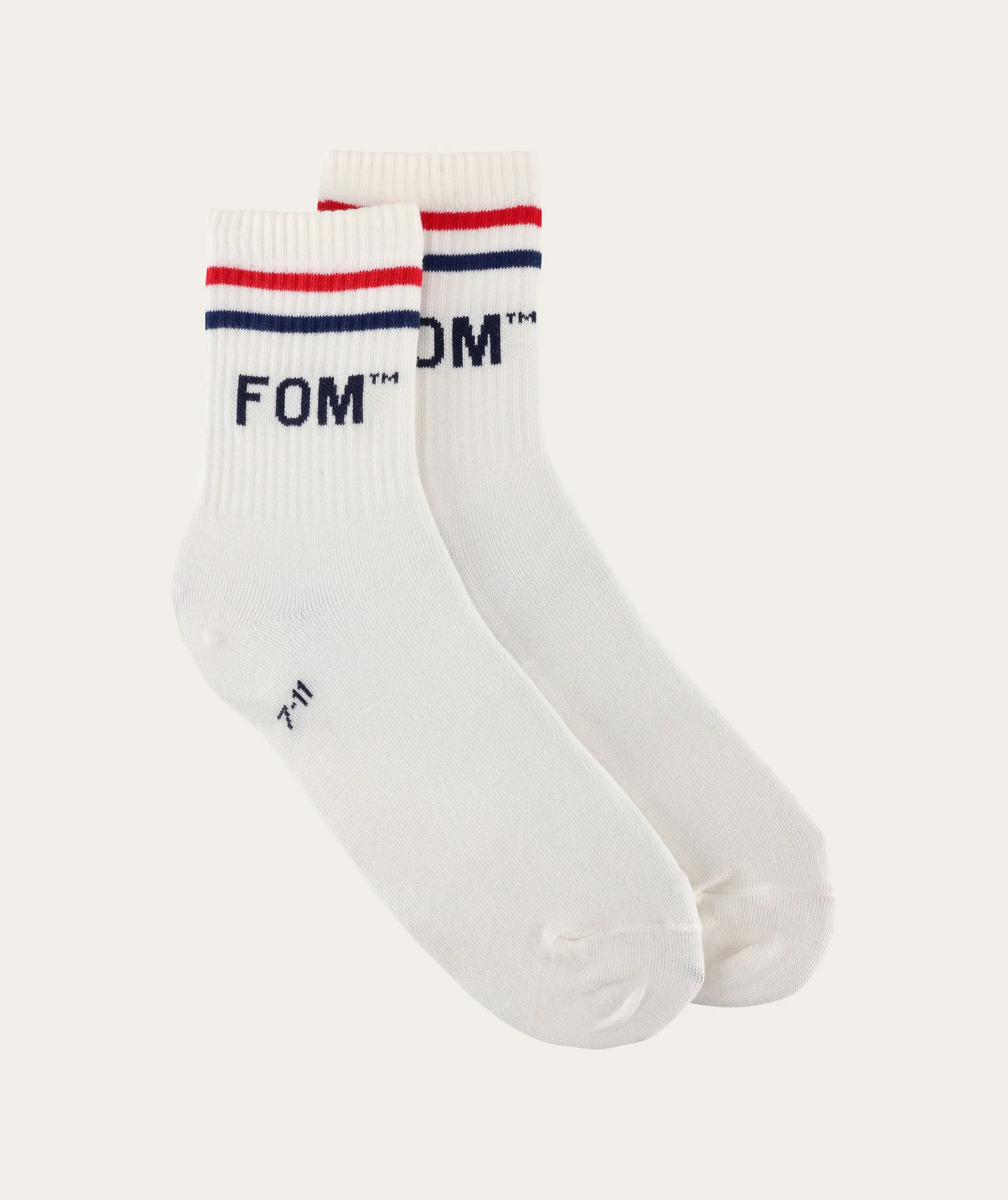 Socks FOM Active - Cream/ Red & Navy Stripe (Size 4-7)