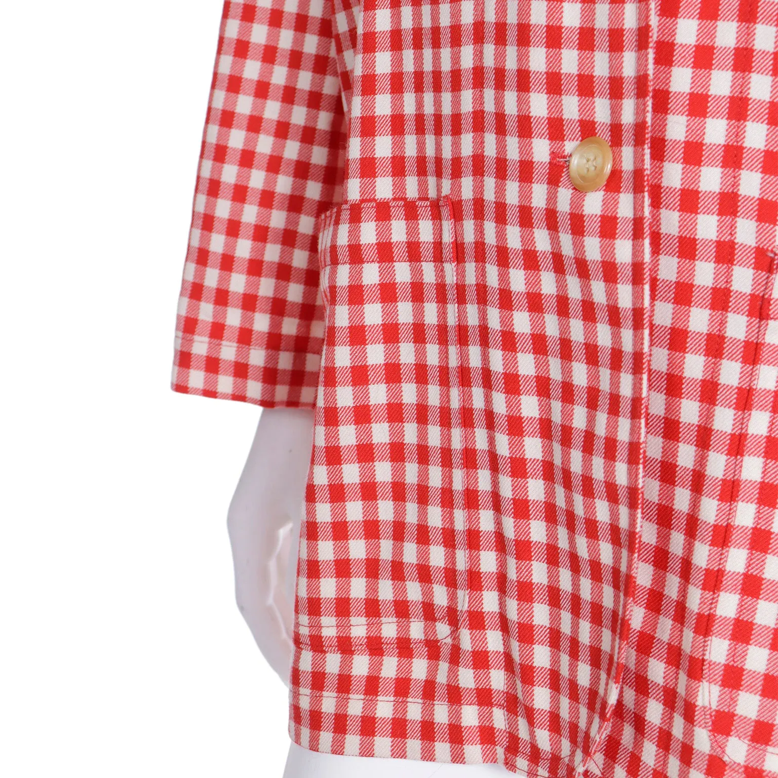 S/S 1989 Isaac Mizrahi Red Gingham Lightweight Shacket Jacket