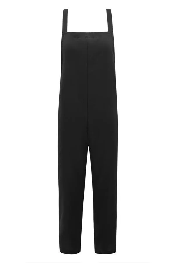 Strap Solid Color Belted Pants