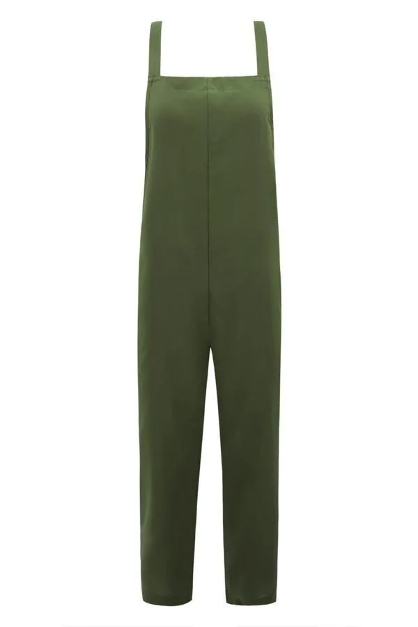 Strap Solid Color Belted Pants