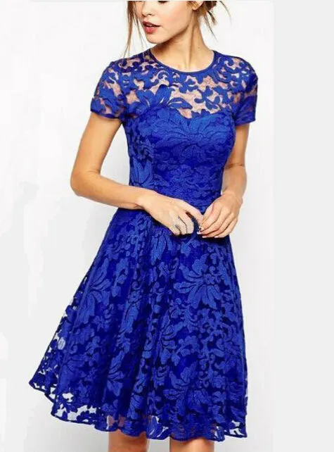 Sweet Hallow Out Lace Dress Sexy Party Princess Slim