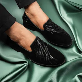 The Alternate black velvet slip-ons