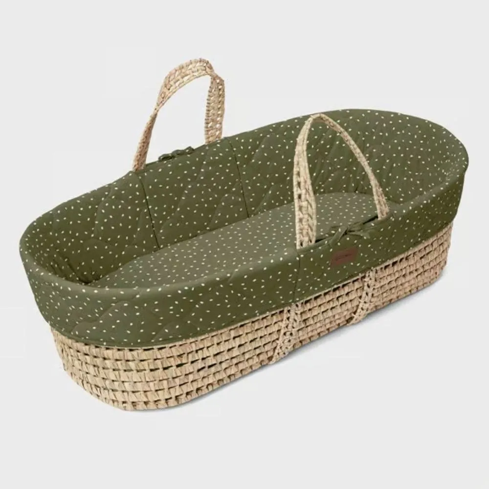 The Little Green Sheep, Natural Moses Basket & Mattress, Quilted