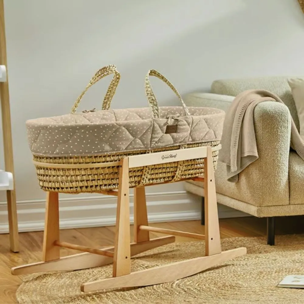 The Little Green Sheep, Natural Moses Basket & Mattress, Quilted