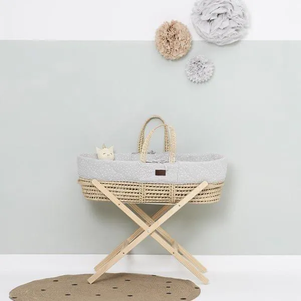 The Little Green Sheep, Natural Moses Basket & Mattress, Quilted