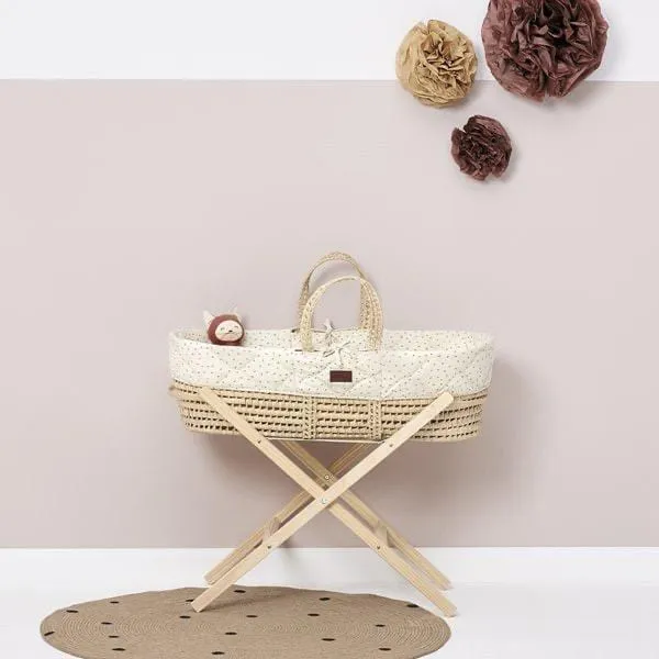 The Little Green Sheep, Natural Moses Basket & Mattress, Quilted