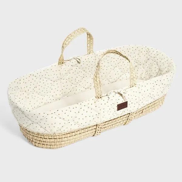 The Little Green Sheep, Natural Moses Basket & Mattress, Quilted