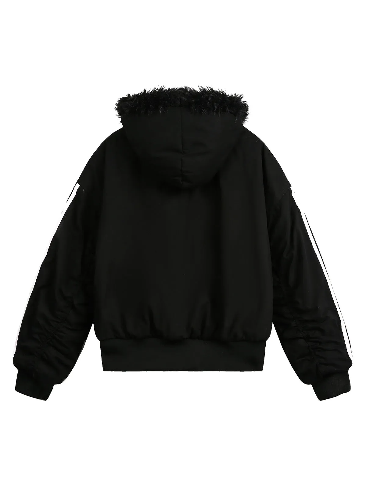 Thesupermade Fur Hooded Quilted Bomber Jacket