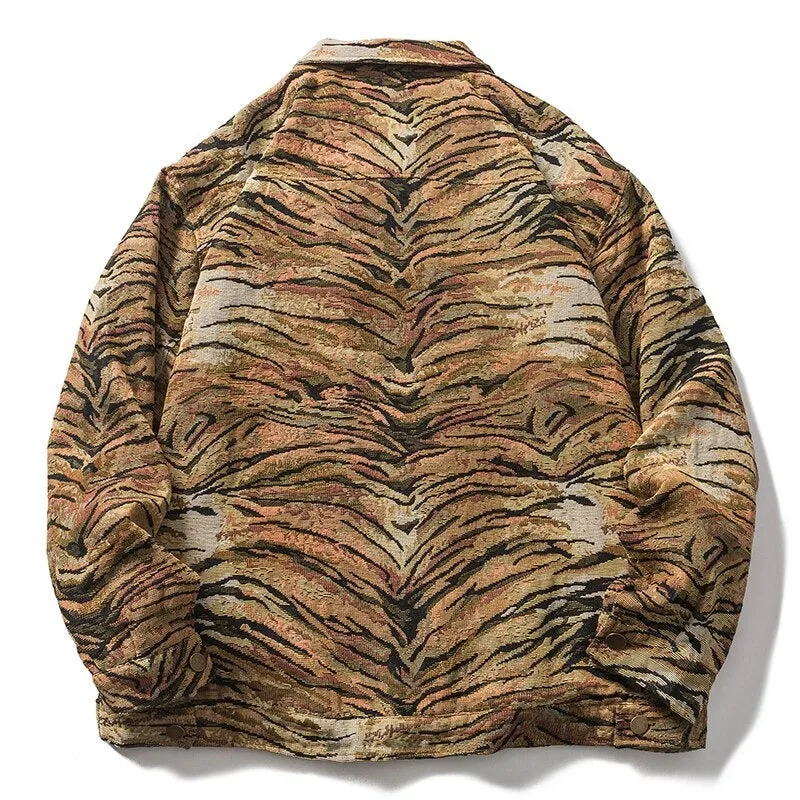 Tiger Skin Pattern Single-Breasted Jacket