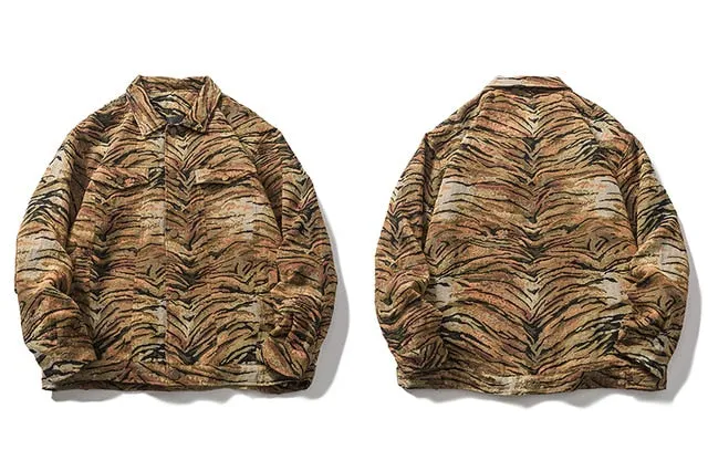 Tiger Skin Pattern Single-Breasted Jacket