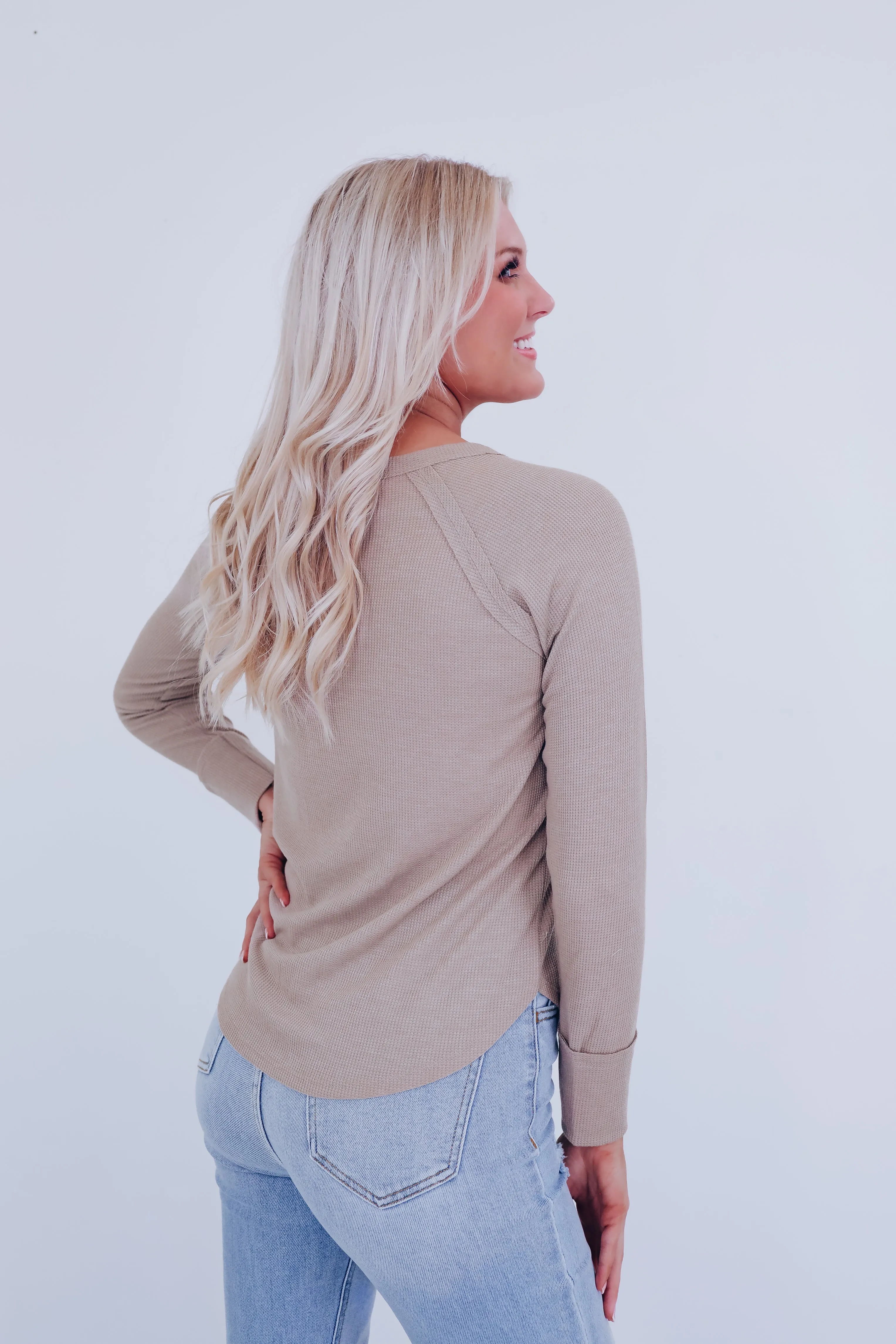 Toni Textured Long Sleeve Top - Mocha