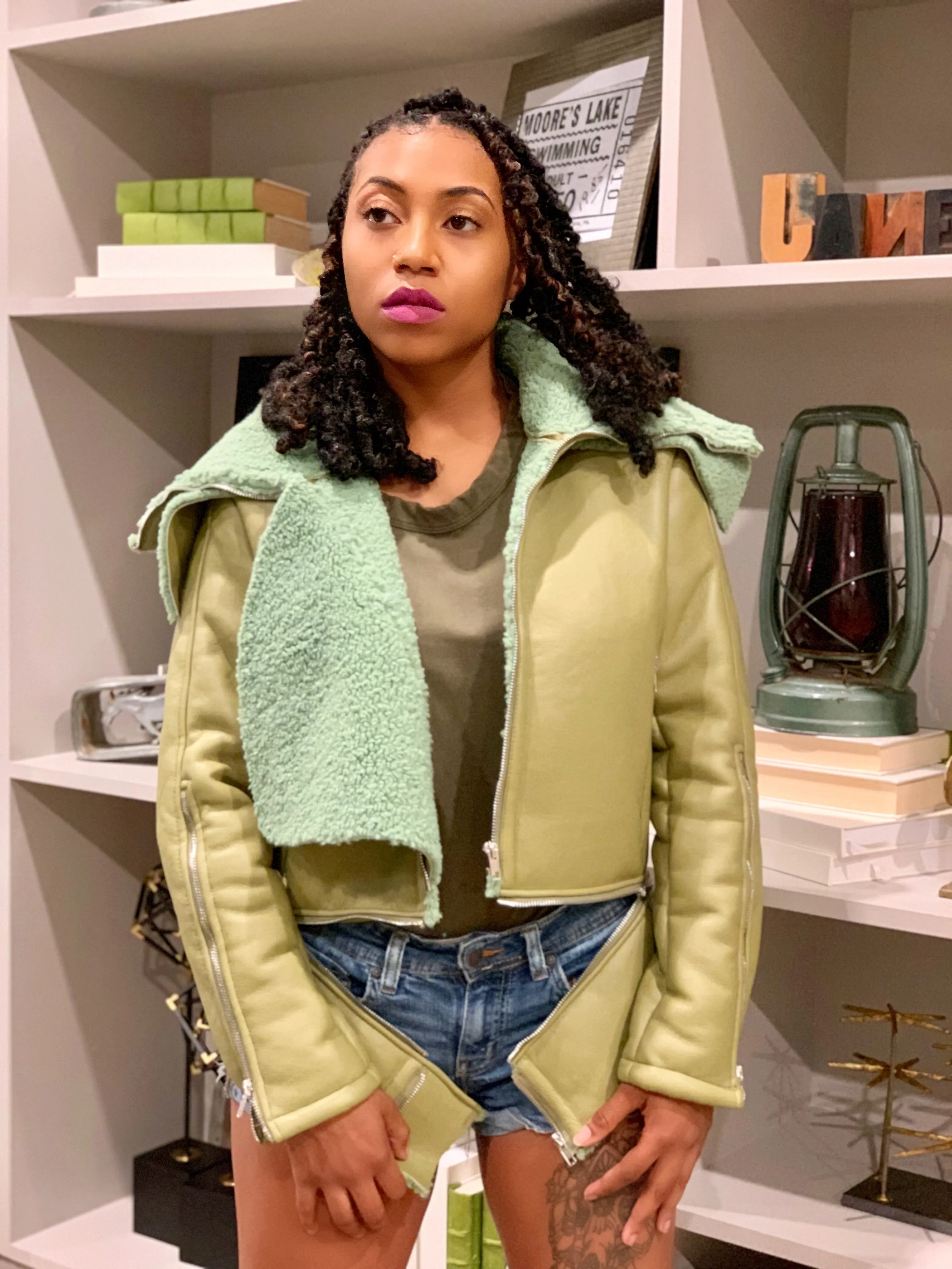 Top Flight Olive Shearling Jacket