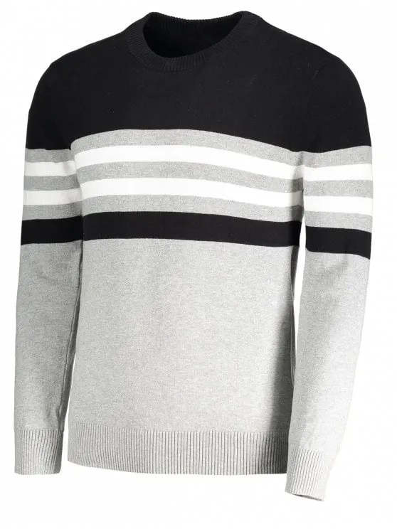 Trendy Crew Neck Striped Sweater