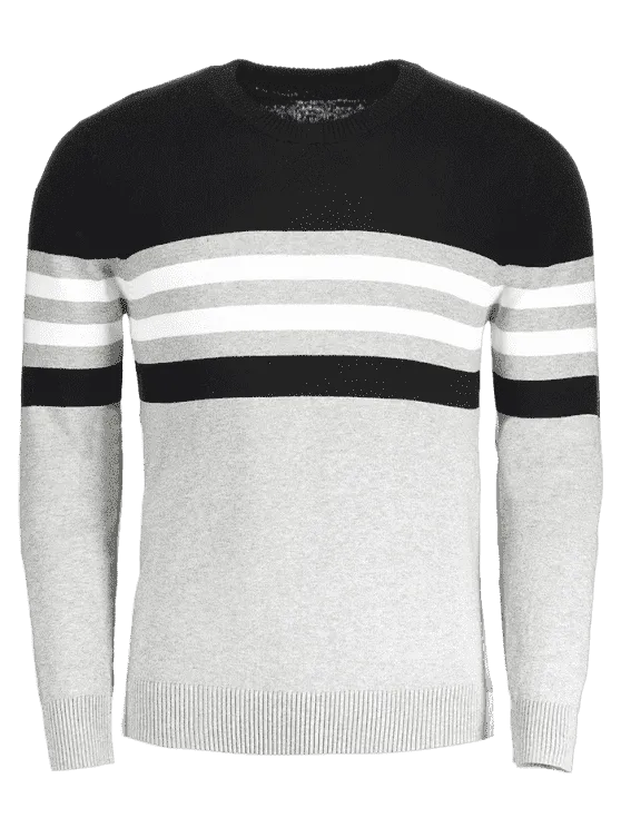 Trendy Crew Neck Striped Sweater