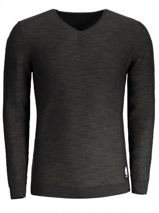 Trendy V Neck Heathered Sweater