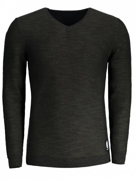 Trendy V Neck Heathered Sweater