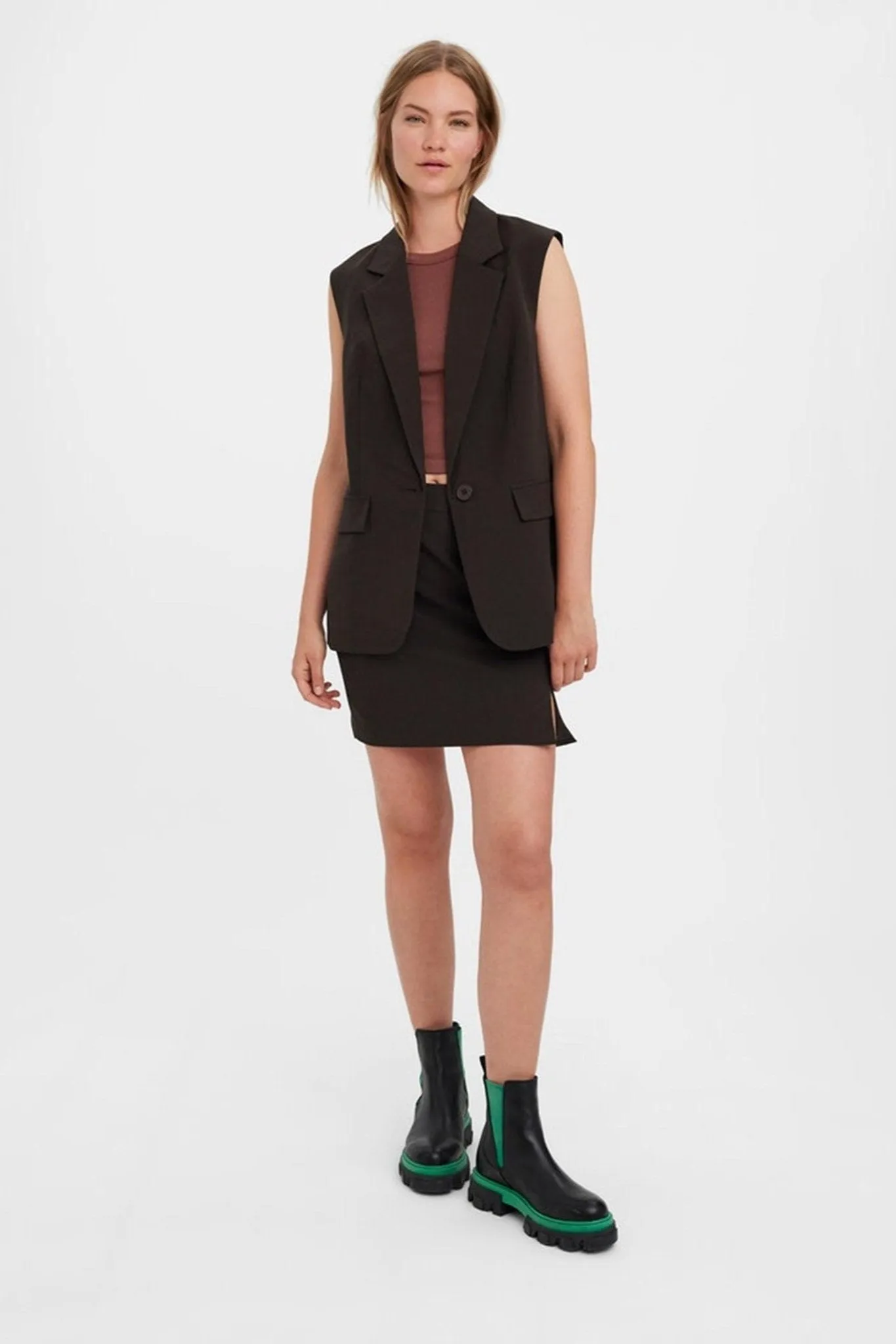 Troian Blazer Vest - Coffee Bean