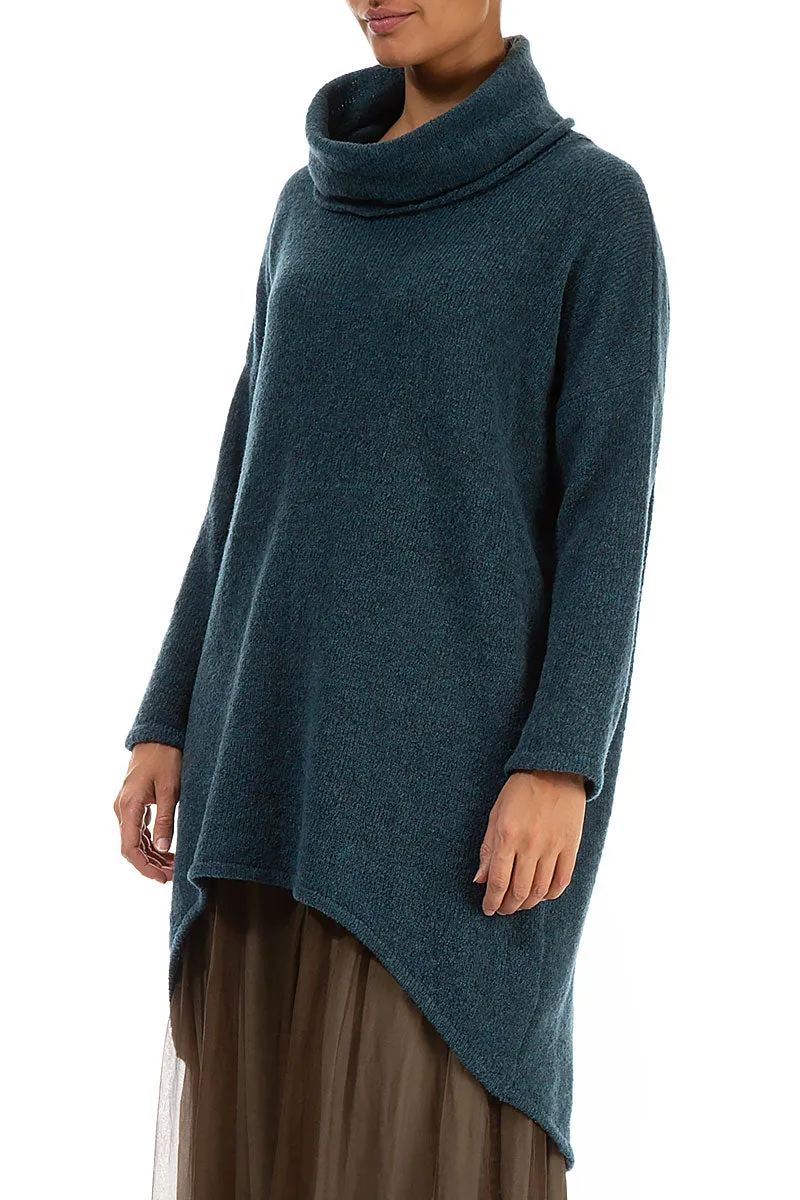 Turtleneck Teal Wool Sweater