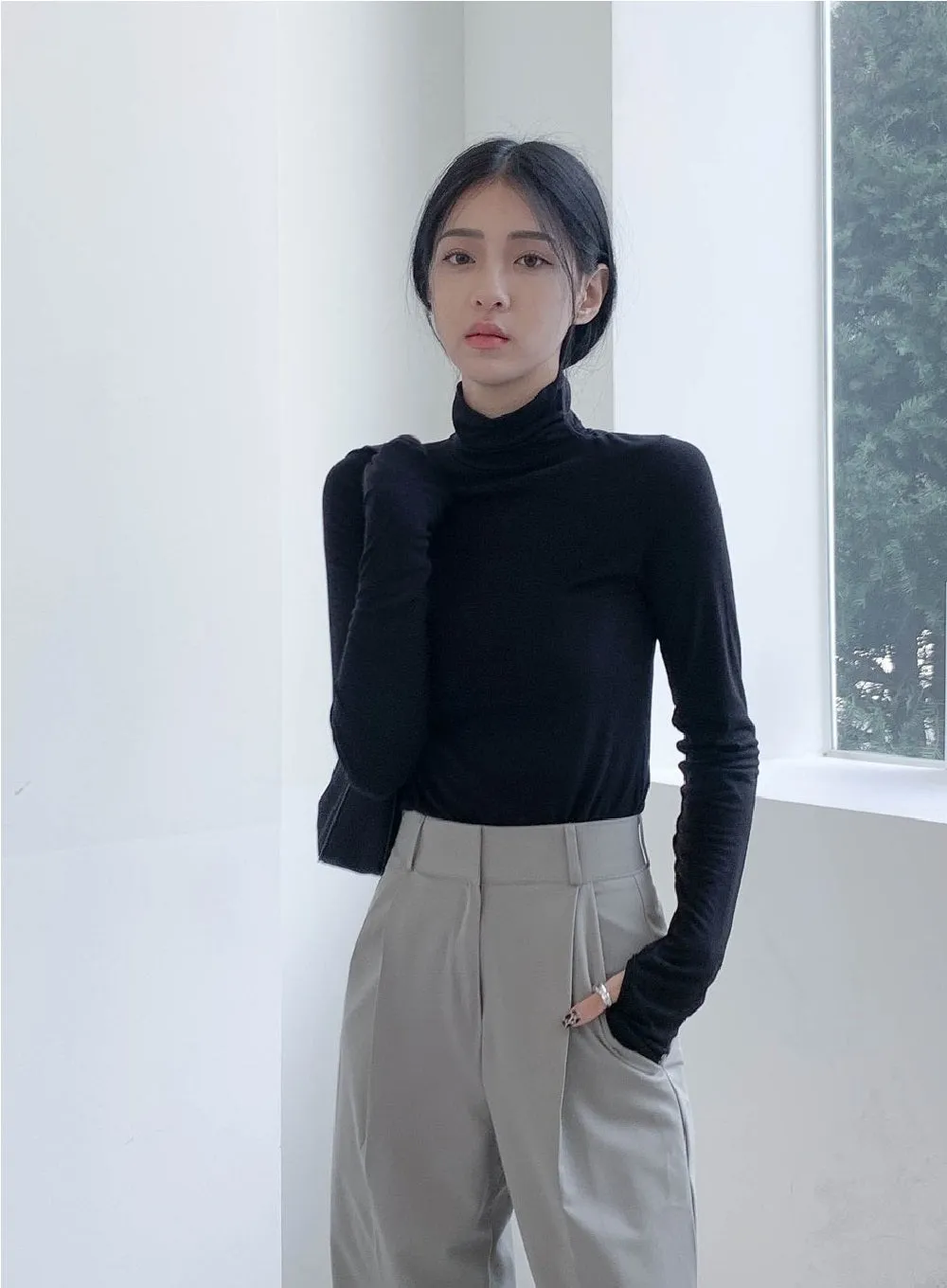 Turtleneck Warmer Crop Top CN08