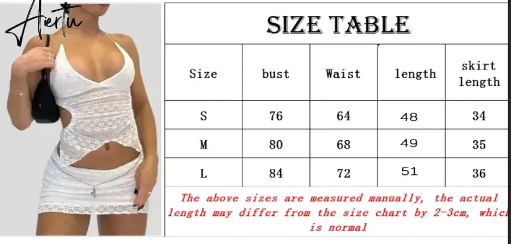 Two Piece Set Chic Women V Neck Halter Camis Tops Sexy Chest Wrap Backless Tie Up Bandage Crop Tops   Mini Pencil Skirt White