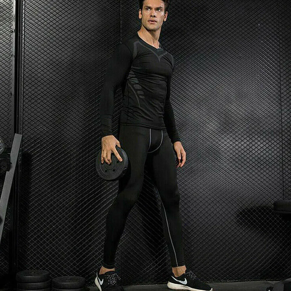 US Men's Base Layer Workout Compression Leggings Gym Sports Training Tight Pants