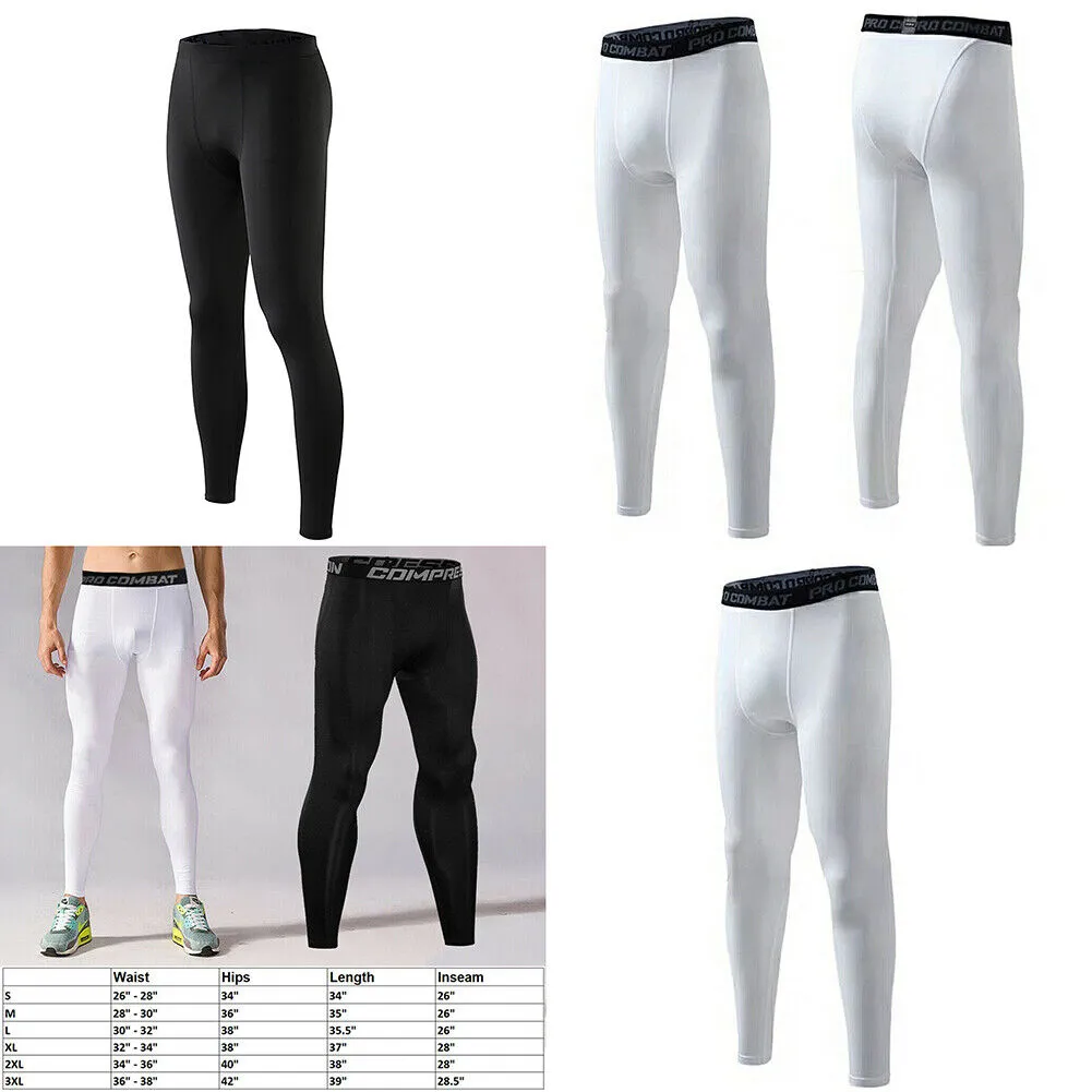 US Men's Base Layer Workout Compression Leggings Gym Sports Training Tight Pants