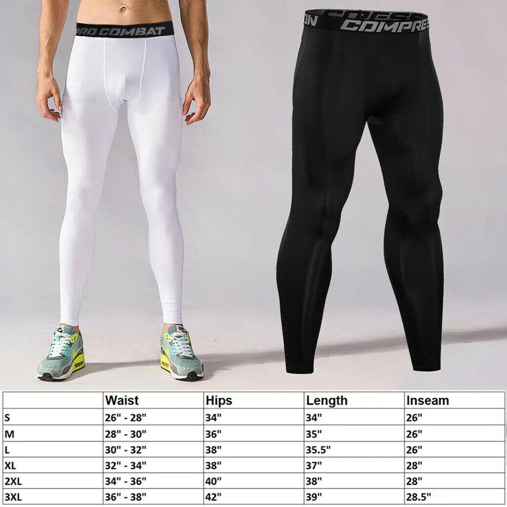 US Men's Base Layer Workout Compression Leggings Gym Sports Training Tight Pants