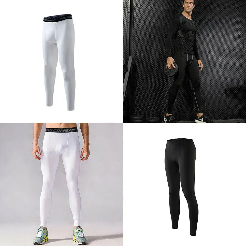 US Men's Base Layer Workout Compression Leggings Gym Sports Training Tight Pants