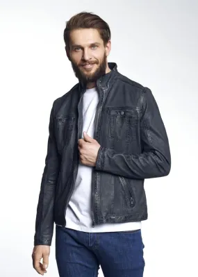 Used Look Leather Snuff type Short Jacket for Men's