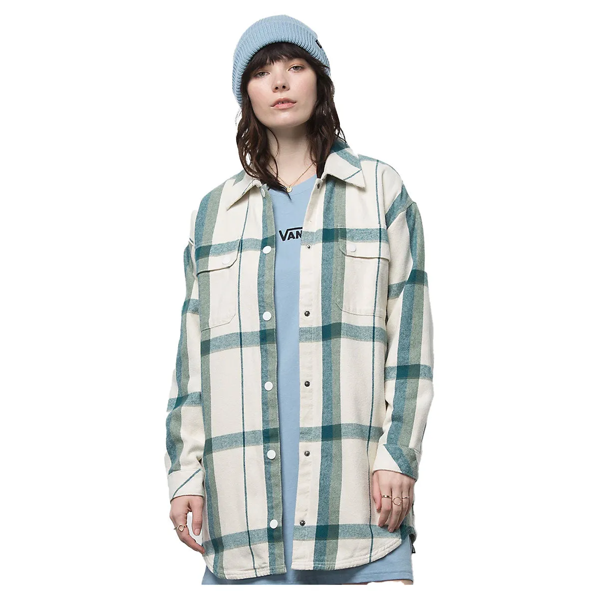 Vans Hal Plaid Shacket Shirt - Marshmallow