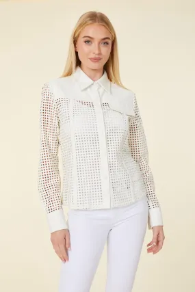 Vegan Leather Laser Cut Shirt