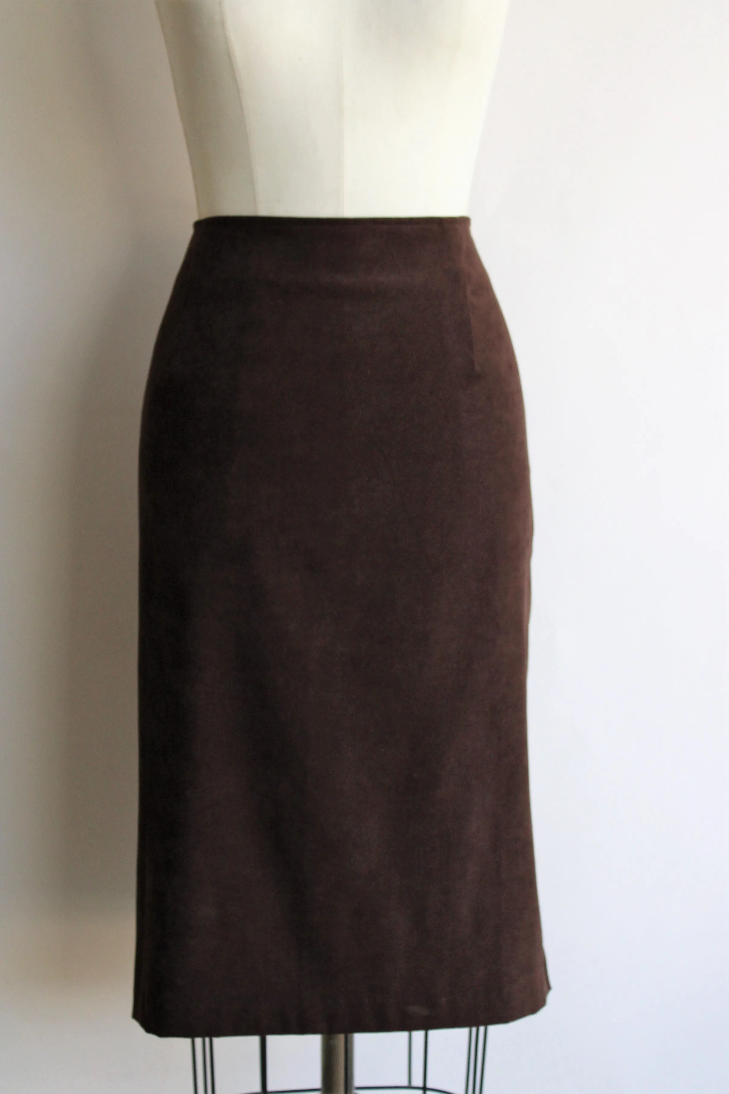 Vintage 1990s Brown Faux Suede Pencil Skirt