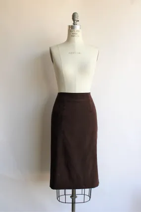 Vintage 1990s Brown Faux Suede Pencil Skirt