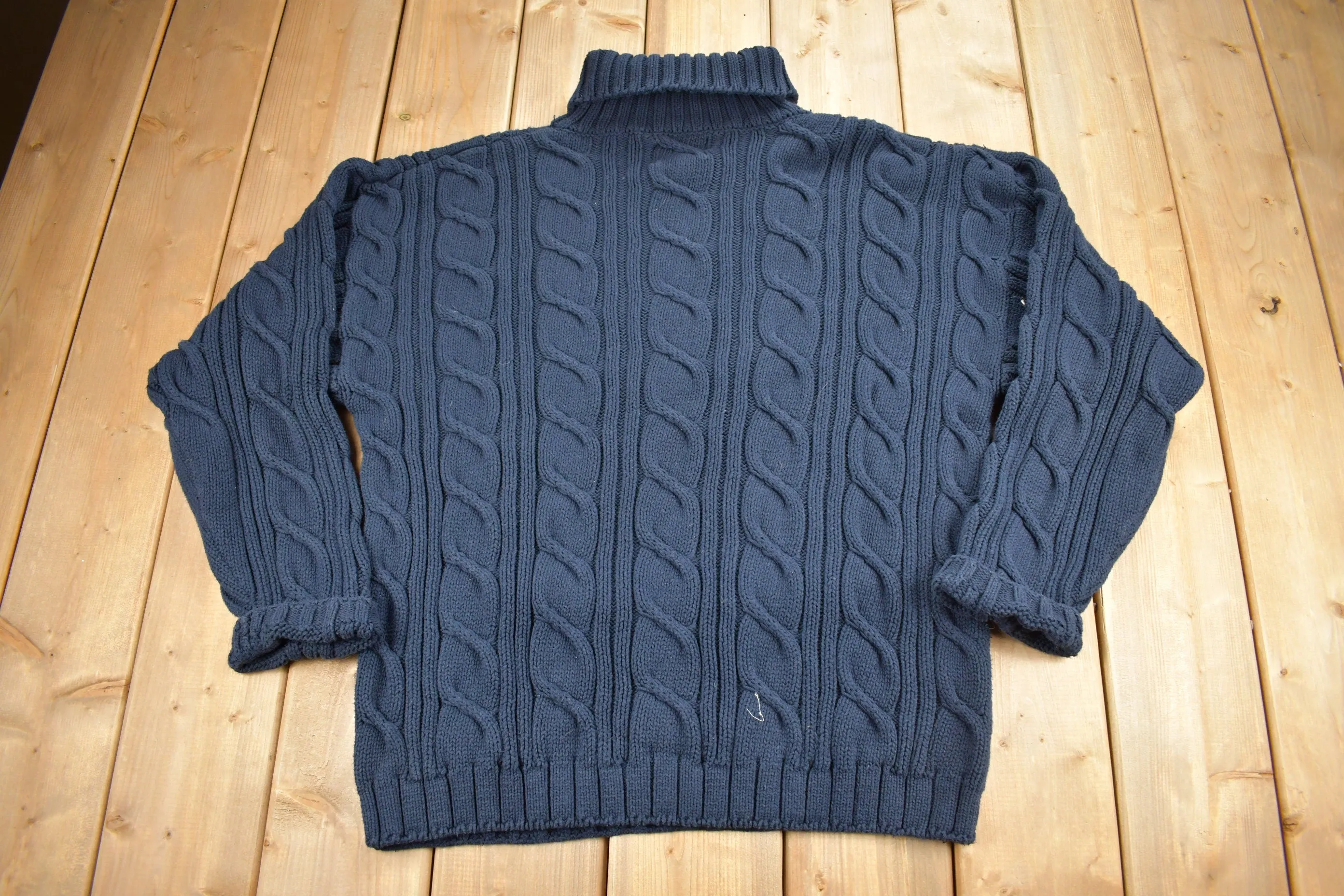 Vintage 1990s Club Monaco Cable Knit Turtleneck Sweater