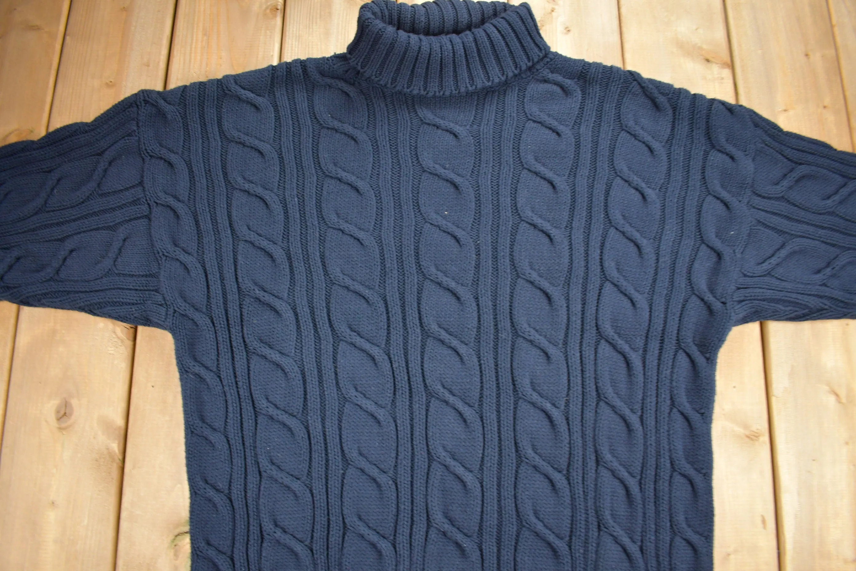 Vintage 1990s Club Monaco Cable Knit Turtleneck Sweater