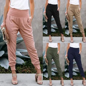 Wenkouban  2022 summer new ladies fashion casual solid color high waist cropped trousers with slits