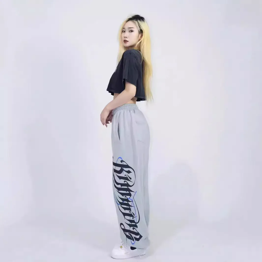 Wenkouban frat outfits Hiphop Sports Trousers Women's High Waist Loose Casual Pants