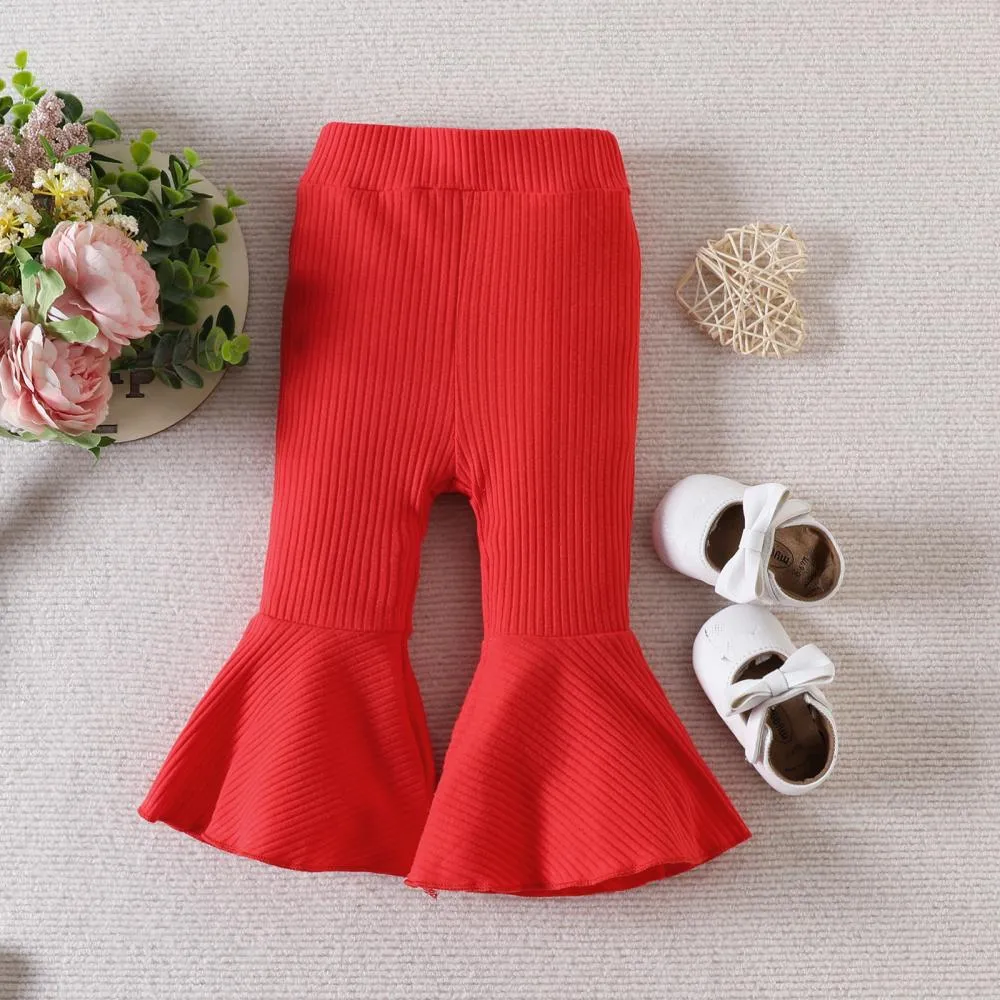 Western-style Baby Girl Valentine's Day Letter Print Romper   Flared Pants Set Wholesale Baby Clothes